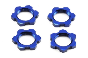TRAXXAS запчасти Wheel nuts, splined, 17mm, serrated (blue-anodized) (4)