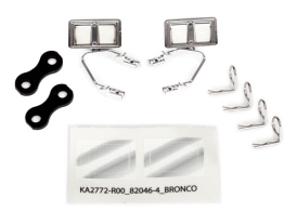 TRAXXAS запчасти Mirrors, side, chrome (left & right): retainers (2): body clips (4) (fits #8010 body)