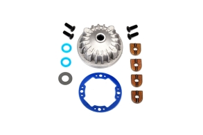 TRAXXAS запчасти Housing, center differential (aluminum)/ x-ring gaskets (2)/ ring gear gasket/ bushings (2)/ 5x10x0.5mm PTFE-coated washers (2)/ 2.5x8 CCS (4)