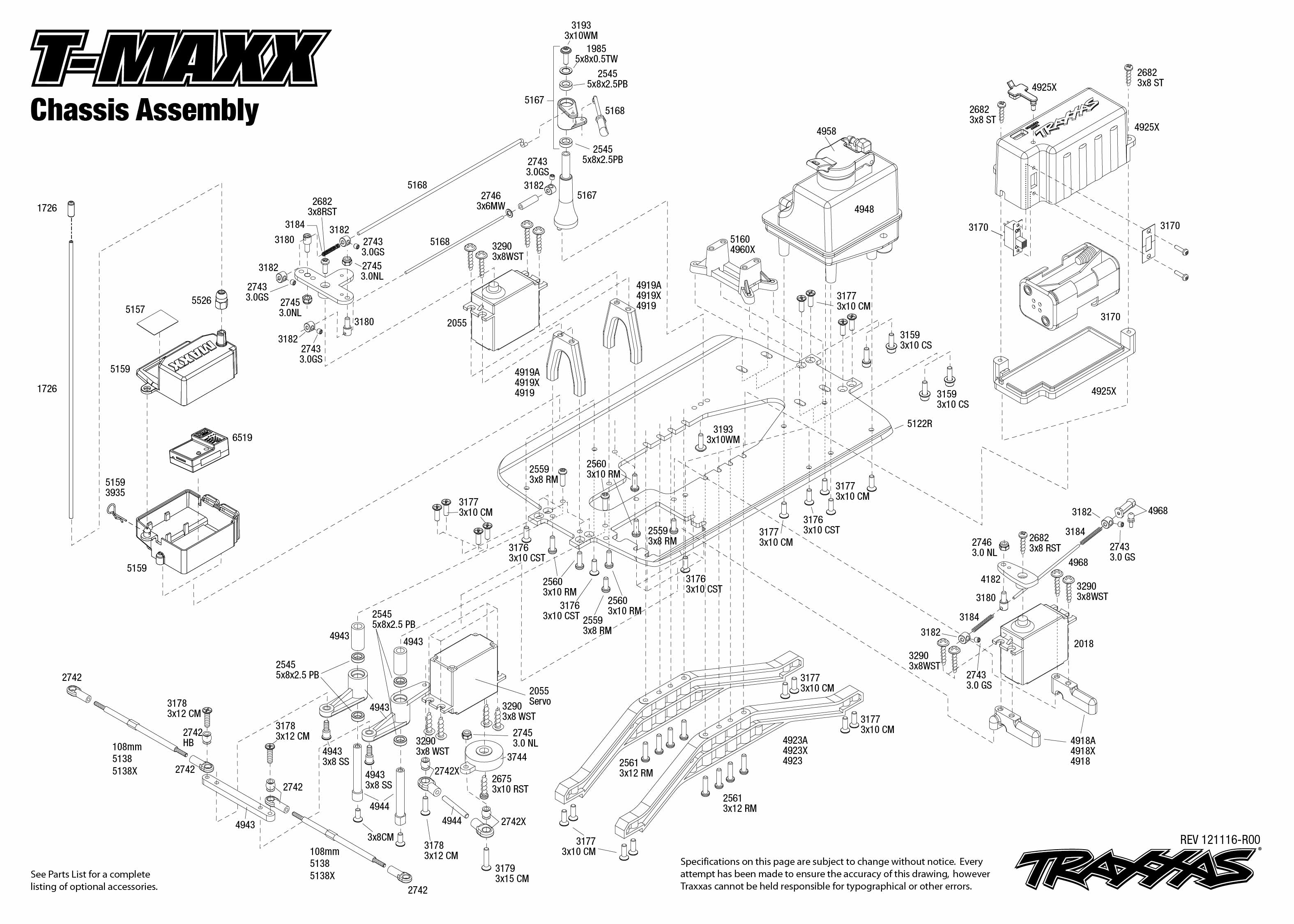 TRA49104 Схема шасси и запчасти T-Maxx 2.5 1:10 4WD TQ.