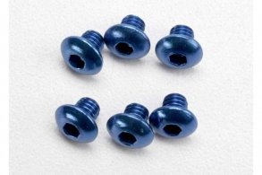 TRAXXAS запчасти Screws, 4x4mm button-head machine, aluminum (blue) (hex drive) (6)