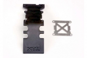 TRAXXAS запчасти Skidplate, rear plastic (black): stainless steel plate