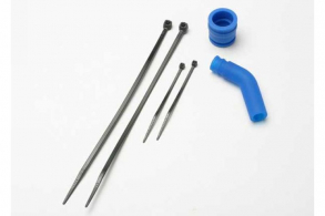 TRAXXAS запчасти Pipe coupler, molded (blue): exhaust deflecter (rubber, blue): cable ties, long (2): cable ties, sho