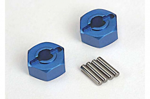 TRAXXAS запчасти Wheel hubs, hex (blue-anodized, lightweight aluminum) (2): axle pins(4)