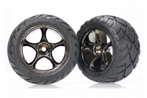 TRAXXAS запчасти Tires &amp; wheels, assembled (Tracer 2.2&#039;&#039; black chrome wheels, Anaconda 2.2&#039;&#039; 