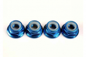 TRAXXAS запчасти Nuts, 5mm flanged nylon locking (aluminum, blue-anodized) (4)