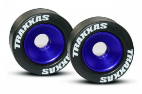 TRAXXAS запчасти Wheels, aluminum (blue-anodized) (2): 5x8mm ball bearings (4): axles (2): rubber tires (2)
