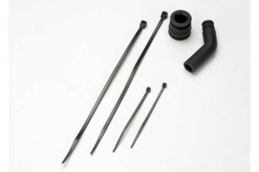 TRAXXAS запчасти Pipe coupler, molded (black): exhaust deflecter (rubber, black): cable ties, long (2): cable ties, s