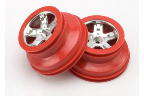 TRAXXAS запчасти Wheels, SCT satin chrome, red beadlock style, dual profile (2.2&#039;&#039; outer, 3.0&#039;&#039; i