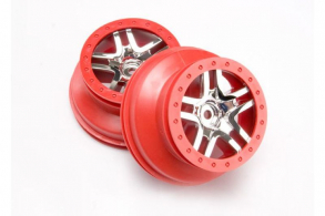 TRAXXAS запчасти Wheels, SCT Split-Spoke, chrome, red beadlock style, dual profile (2.2&#039;&#039; outer 3.0&#039;&#