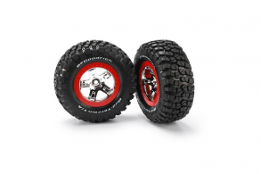 TRAXXAS запчасти Tires &amp; wheels, assembled, glued (SCT chrome, red beadlock style wheels, BFGoodrich® Mud-Terrain
