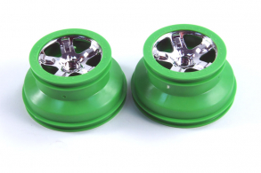 TRAXXAS запчасти Wheels, SCT, chrome, green beadlock style, dual profile (2.2&#039;&#039; outer 3.0&#039;&#039; inner