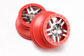 TRAXXAS запчасти Wheels, SCT Split-Spoke, chrome, red beadlock style, dual profile (2.2&#039;&#039; outer 3.0&#039;&#