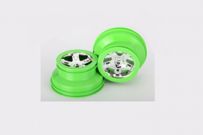 TRAXXAS запчасти Wheels, SCT Split-Spoke, chrome, green beadlock style, dual profile (2.2&#039;&#039; outer 3.0&#039;