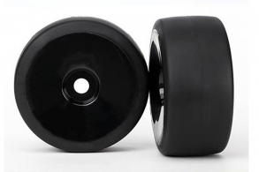 TRAXXAS запчасти Tires &amp; wheels, assembled, glued (black, dished wheels, slick tires (S1 compound), foam inserts)