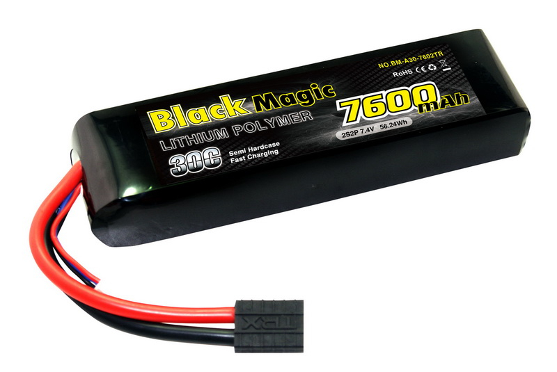 Аккумулятор Black Magic LiPo 7,4В(2S) 7600mAh 30C Soft Case Traxxas plug for TRAXXAS