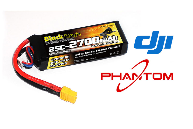 Аккумулятор Black Magic LiPo 11,1В(3S) 2700mAh 25C Soft Case XT-60 plug for DJI Phantom
