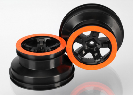 TRAXXAS запчасти Wheels, SCT black, orange beadlock style, dual profile (2.2' outer, 3.0' inner) (4WD f:r, 2WD rear) 
