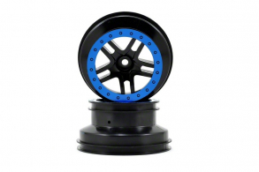 TRAXXAS запчасти Wheels, SCT Split-Spoke, black, blue beadlock style, dual profile (2.2&#039;&#039; outer 3.0&#039;&#