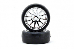 TRAXXAS запчасти Tires &amp; wheels, assembled, glued (12-spoke chrome wheels, slick tires) (2)