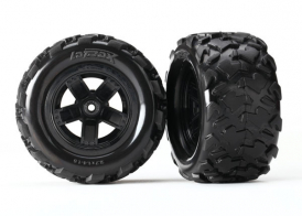 TRAXXAS запчасти Tires & wheels, assembled, glued (Teton 5-spoke wheels, Teton tires) (2)