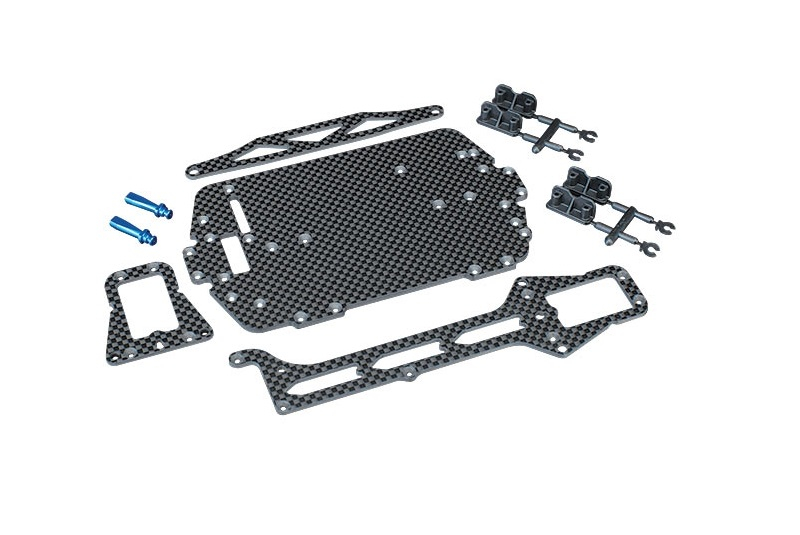 Запчасти для радиоуправляемых моделей Traxxas TRAXXAS Carbon fiber conversion kit (includes chassis, upper chassis, battery hold down, adhesive foam tape,