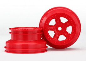 TRAXXAS запчасти Wheels, SCT red, beadlock style, dual profile (1.8' inner, 1.4' outer) (2)