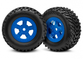 TRAXXAS запчасти Tires and wheels, assembled, glued (SCT blue wheels, SCT off-road racing tires) (1 each, right & lef