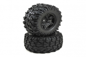 TRAXXAS запчасти Tires & wheels, assembled, glued (X-Maxx black wheels, Maxx AT tires, foam inserts) (left & right) (