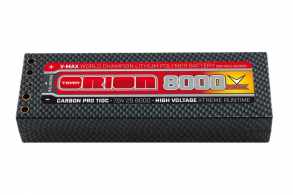 Team Orion Batteries Carbon Pro V-Max LiPo 8000 110C 7.6V 2S Tubes
