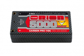 Team Orion Batteries Carbon Pro V-Max LiPo 5000 110C 7.6V 2S Shorty Pack Tubes