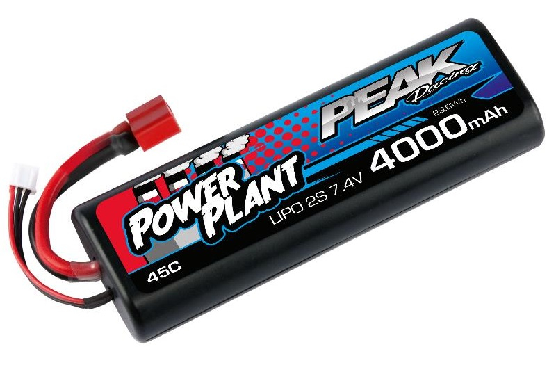 Аккумулятор Peak Racing Power Plant Lipo 4000 7.4 V 45C (Black case, Deans Plug) 12AWG