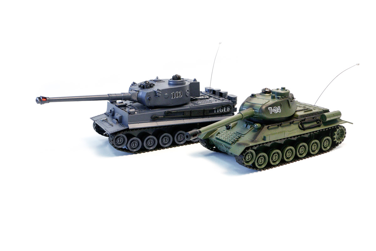 Радиоуправляемый танковый бой Zegan Танковый бой TIGER I + T-34 1:28