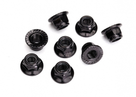 TRAXXAS запчасти Nuts, 5mm flanged nylon locking (steel, black serrated) (8)