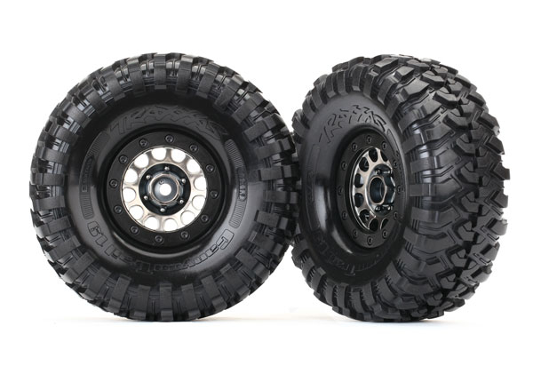 Аксессуары для радиоуправляемых моделей TRAXXAS Tires and wheels, assembled (Method 105 black chrome beadlock wheels, Canyon Trail 1.9" tires, foam inserts) (1 left, 1 right)