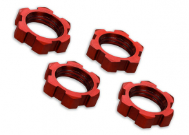 TRAXXAS запчасти Wheel nuts, splined, 17mm, serrated (red-anodized) (4)