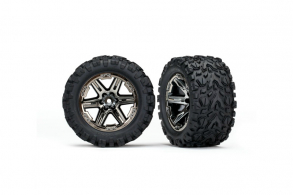TRAXXAS запчасти Tires & wheels, assembled, glued (2.8") (RXT black chrome wheels, Talon Extreme tires