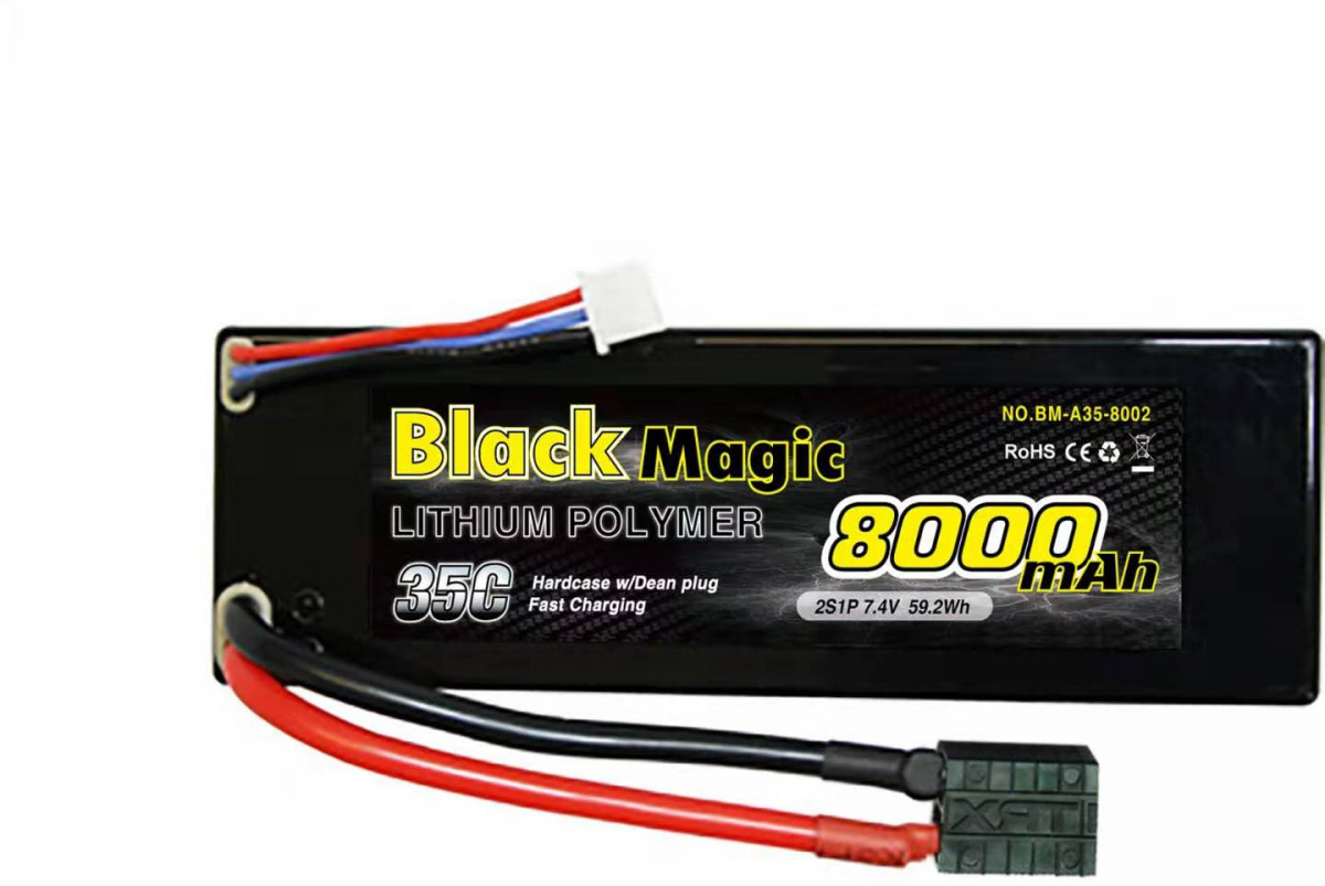Аккумулятор для радиоуправляемых моделей Black Magic 35C/8000mah/7.4V ,2S2P(hardcase w/Traxxas Plug)