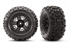 TRAXXAS запчасти Tires & wheels, assembled, glued (black 2.8" wheels, Sledgehammer™ tires, foam inserts) (2) (TSM® rated)