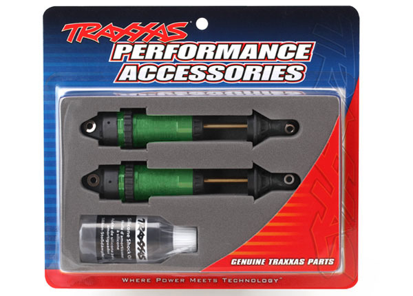 Запчасти для радиоуправляемых моделей Traxxas TRAXXAS Shocks, GTR xx-long green-anodized, PTFE-coated bodies with TiN shafts (fully assembled, without springs) (2)