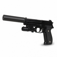 HC-Toys Пистолет пневматика металлический SIG 226 с глушителем и ЛЦУ G.26A 20см